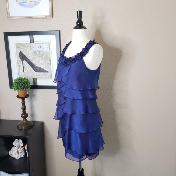 Signature by Robbie Bee ~ Blue Ruffle Dress ~ 4P - Picture 3 of 4